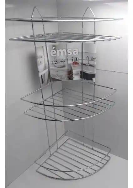 Emsa 3 Katlı Oval Köşelik Banyo Rafı Paslanmaz Çelik Dayanıklılık ve Estetik Birlikteliği