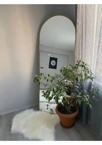 Enc Home 180x50 Ayaklı Metal Oval Ayna Modern Ev ve Ofis Dekorasyonları İçin Uygun