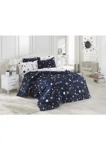 Enlora Home Halley Lacivert Çift Kişilik Nevresim Takımı Modern ve Kolay Kullanım Özellikleriyle