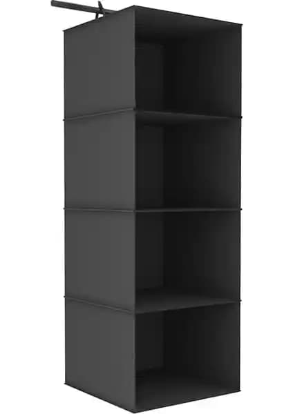 Enzelo Siyah Dolap Düzenleyici Organizer Şık ve Fonksiyonel Depolama Çözümü