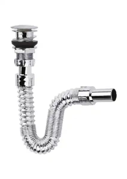 Erallar Pop-Up Krom Kaplama Körüklü Lavabo Eviye Sifonları Modern ve Dayanıklı Tasarım