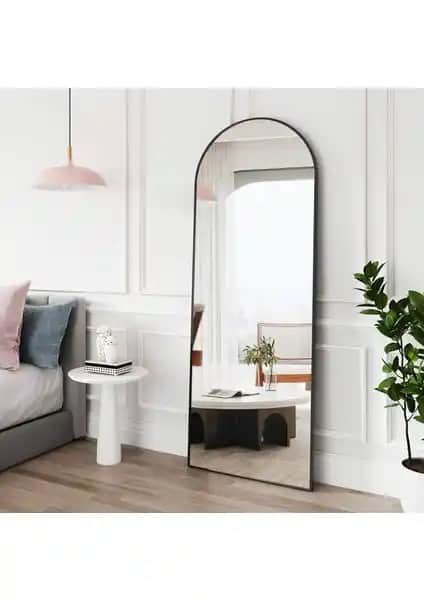 Ersan Dizayn 70x180 Siyah Metal Çerçeveli Oval Ayaklı Boy Aynası
