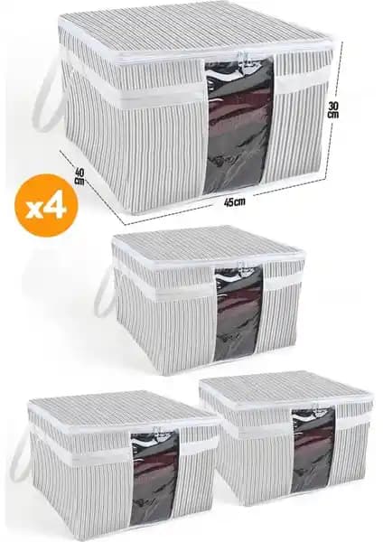 Esti 4 Adet Kazak Hurç Pencereli 45x40x30 cm Pratik ve Dayanıklı Depolama Çözümü
