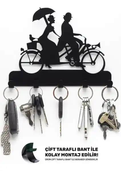 Evay Metal Dekoratif Bisiklet Desenli Anahtarlık Askısı Modern ve Dayanıklı Tasarım