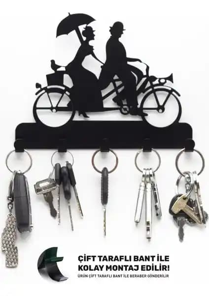 Evay Metal Dekoratif Bisiklet Desenli Anahtarlık Askısı Modern ve Dayanıklı Tasarım