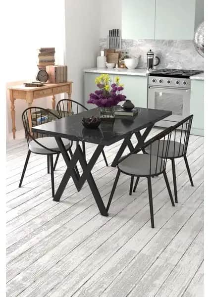 Evdemo Eylül 4 Kişilik Mutfak Masası Takımı Modern Tasarım ve Dayanıklı Malzeme Özellikleri