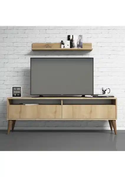 Evdo Best TV Ünitesi Meşe Renk Modern Tasarım ve Kullanışlılık Sağlar
