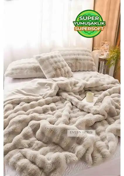 Evlen Home Collection Çift Kişilik Kürk Yorgan Konfor ve Şıklık Sunan Modern Tasarım