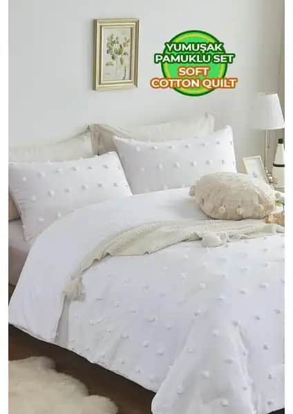 Evlen Home Collection Pamuklu Emmy Yatak Örtüsü Seti Modern ve Şık Tasarımıyla Yatak Odalarınıza Zarafet Katar