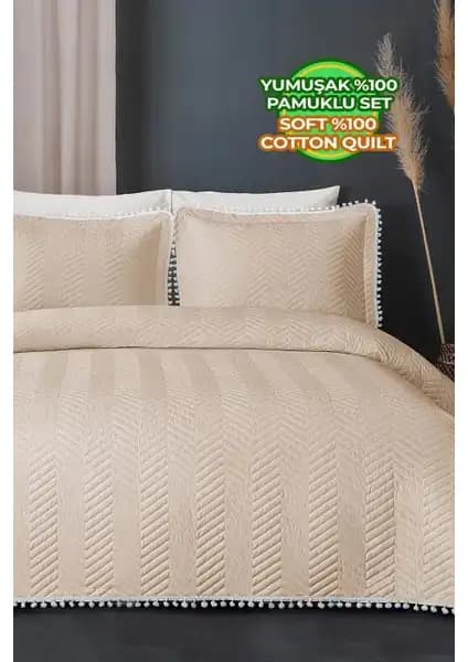 Evlen Home Collection Ponponlu %100 Pamuk Tek Kişilik Yatak Örtüsü ve Dekoratif Tasarım