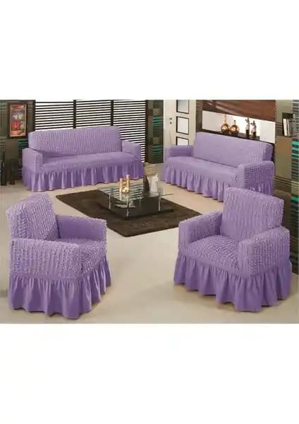 Evory Home Bürümcük Maxi Koltuk Örtüsü Takımı Lila Renk Şık ve Koruyucu Tasarım