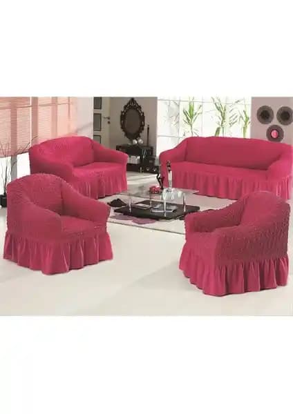 Evory Home Fuşya Bürümcük Koltuk Örtüsü Takımı (3+2+1+1) - Modern ve Şık Tasarım