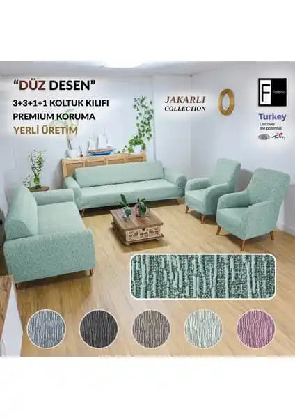 Faiend Jakarlı Düz Desen Esnek Kanepe Kılıfı Modern Tasarım ve Kolay Bakım Özellikleri