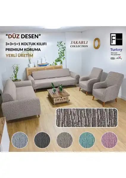 Faiend Jakarlı Esnek Kanepe Kılıfı Modern ve Şık Koltuk Koruma Çözümü