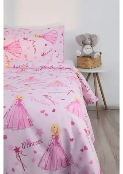 Favora Prenses Desen Pamuklu Ranforce Tek Kişilik Nevresim Takımı Pembe Renkli ve Dayanıklı Tasarım