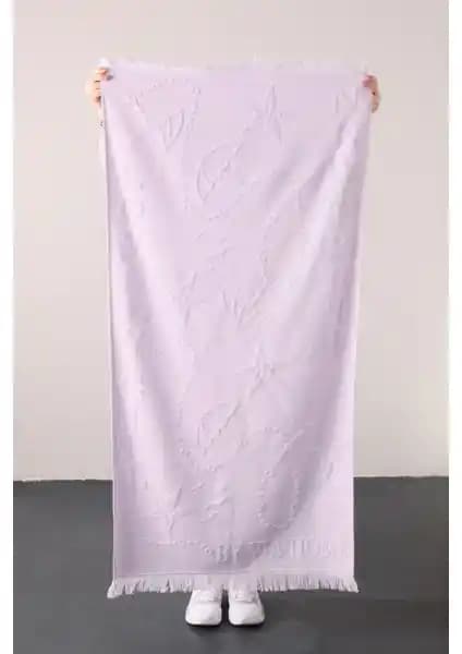 Favora Trend %100 Pamuk Kabartmalı Lila Plaj Havlusu Şık ve Dayanıklı Tasarım