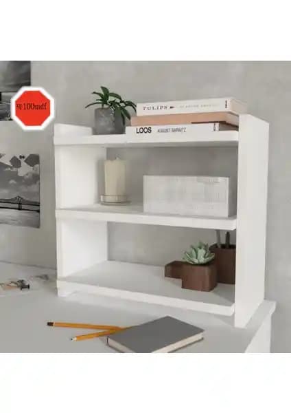 Ferah Beyaz MDF Tezgah Üstü Düzenleyici Raf Modern ve Çok Amaçlı Kullanım İmkanı Sunar