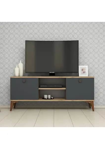 Ferniso Mobilya 120 cm Çam-Antrasit Modern TV Ünitesi Dekorasyon ve Fonksiyonellik