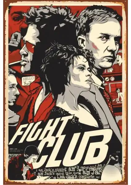 Fight Club Temalı Vintage Ahşap Poster 20x30 cm Retro Dekorasyon için Ideal