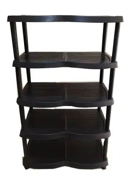 Foldhom 5 Katlı Plastik Ayakkabılık ve Terlik Rafı Siyah Modern Tasarım