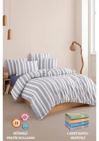 Formeya Düğmeli Lastikli Pamuklu Tek Kişilik Nevresim Takımı Yatak Dekorasyonu İçin Uygun
