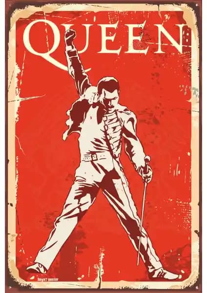 Freddie Mercury Temalı Retro Ahşap Poster 20x30 cm ile Dekorasyonunuza Şıklık Katın