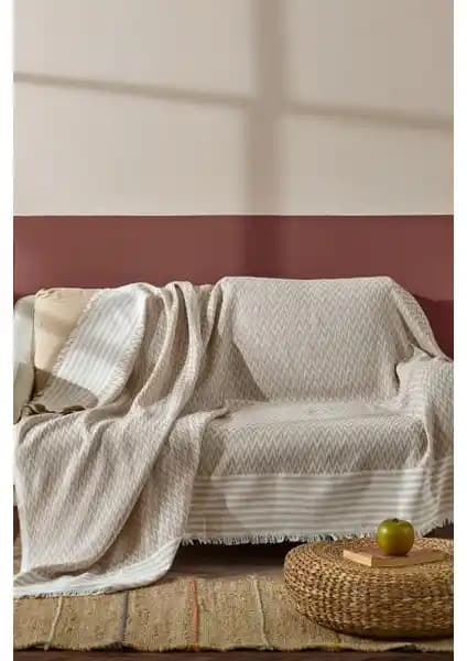 Fushia Trio Natural Keten Koltuk Örtüsü: Şık ve Dayanıklı Pamuk Keten Dekorasyon Ürünü