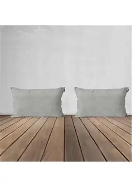 Goccia 2'li Kadife Dokulu Dikdörtgen Kırlent Kılıfı Açık Gri Modern ve Dayanıklı Tasarım