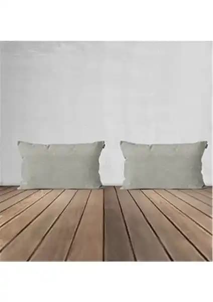 Goccia 2'li Kadife Dokulu Dikdörtgen Kırlent Kılıfı Taş Rengi Modern Dekorasyon Parçası