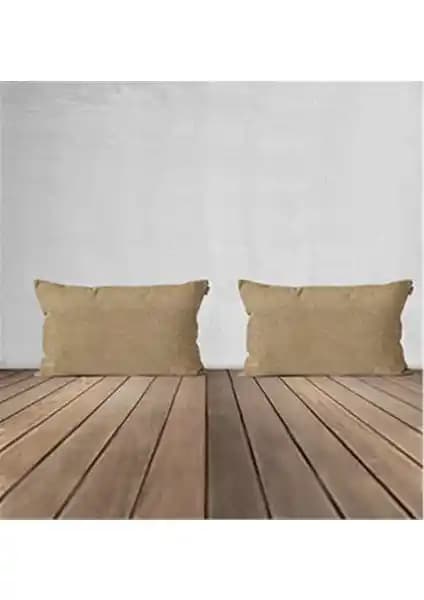 Goccia 2'li Kadife Dokulu Kırlent Kılıfı Bej Modern ve Şık Tasarım