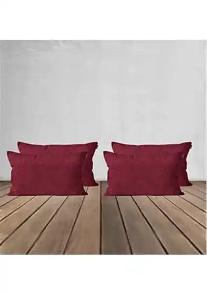 Goccia 4'lü Kadife Dokulu Bordo Kırlent Kılıfı Şıklık ve Konfor Sunar