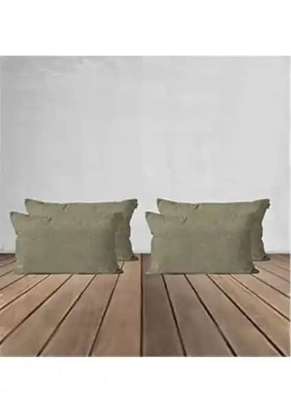 Goccia 4'lü Kadife Dokulu Kırlent Kılıfı Haki Yeşil Modern ve Dayanıklı Tasarım