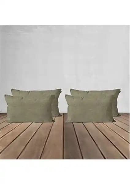 Goccia 4'lü Kadife Dokulu Kırlent Kılıfı Haki Yeşil Modern ve Dayanıklı Tasarım