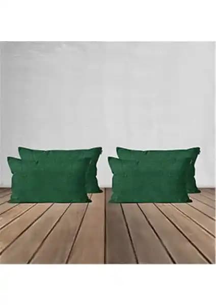 Goccia 4'lü Kadife Dokulu Yeşil Kırlent Kılıfı Modern ve Şık Dekorasyon İçin Uygun