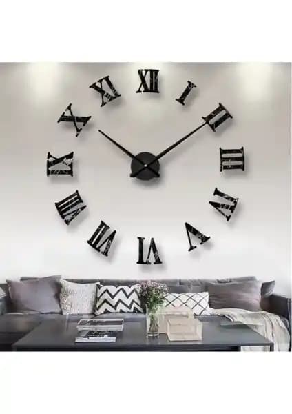 GogoPlus Gogo 3D Siyah Mermer Desenli Duvar Saati Modern ve Şık Tasarım Özellikleriyle