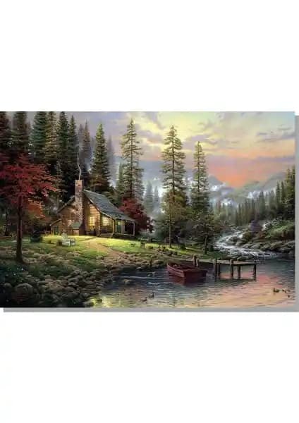 Göl Kıyısında Doğal Yaşam Tablosu Modern Dekorasyon İçin Şık ve Dayanıklı Sanat Eseri