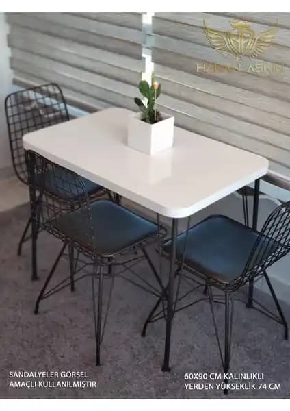 Hakan Aşkın Siyah Metal Ayaklı 60x90 cm Beyaz Eclipse Balkon ve Çalışma Masası