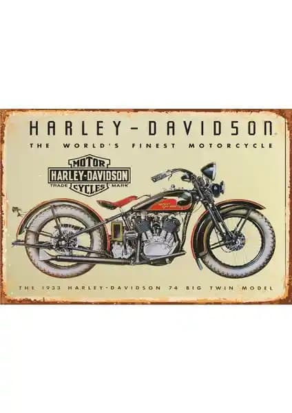 Harley Davidson Retro Vintage Ahşap Poster 20x30cm Dekorasyon Parçası