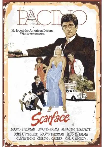 Hayat Poster Al Pacino Scarface Retro Vintage Sanat Eseri 20x30 cm MDF Malzeme