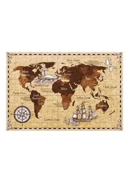 Hayat Poster Antik Dünya Haritası: Vintage ve Retro Tarzda Şık Dekorasyon Parçası