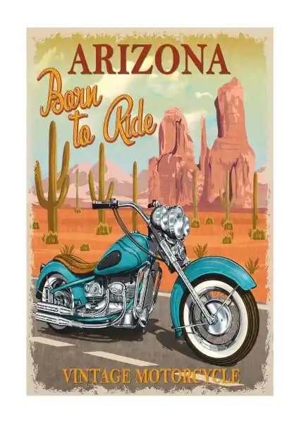Hayat Poster Arizona Motor Retro Vintage Ahşap Poster ile Eşsiz Duvar Dekorasyonu