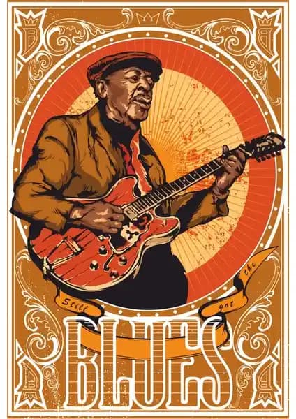 Hayat Poster Blues Retro Vintage Ahşap Poster 20x30 cm Dekoratif ve Dayanıklı