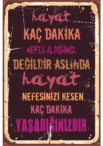 Hayat Poster Duvar Yazıları 1 Retro Vintage Ahşap Poster Dekorasyon Ürünü