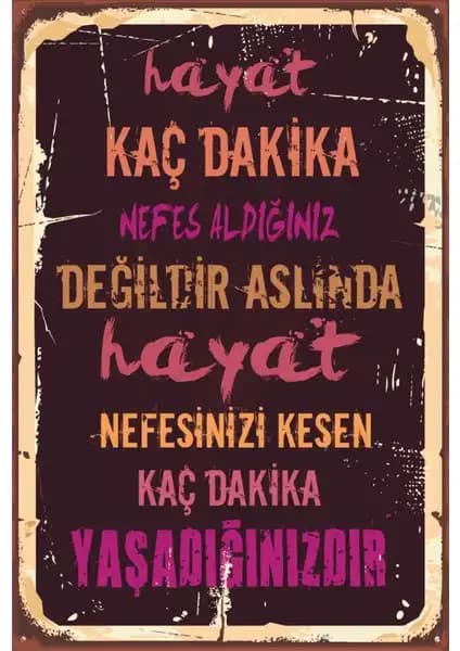 Hayat Poster Duvar Yazıları 1 Retro Vintage Ahşap Poster Dekorasyon Ürünü