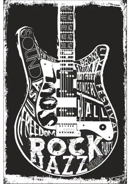 Hayat Poster Gitar Retro Vintage Ahşap Poster ile Mekânlarınıza Sanatsal Dokunuşlar