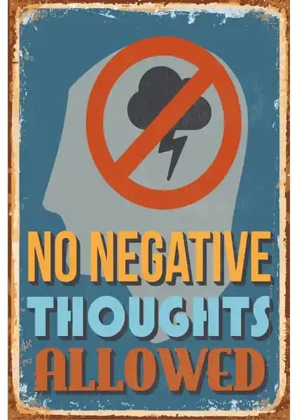 Hayat Poster Olumsuz Düşünceler Yasak Retro Vintage Ahşap Poster 20x30 cm