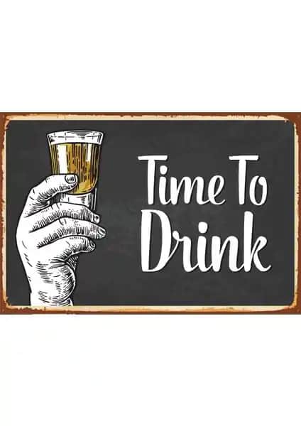 Hayat Poster Timo To Drink Içki Zamanı Retro Vintage Ahşap Dekorasyon Parçası