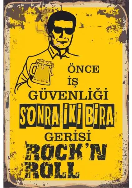 Hayat Poster: Vintage Ahşap Dekorasyon Parçası İş Güvenliği ve Bira Mesajıyla