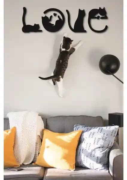 Hellove Kedi Tablosu: Ahşap Malzemeden Sevimli ve Kolay Montajlı Dekoratif Duvar Süsü