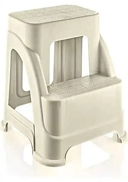 Hobby Life Merdivo Büyük Boy 2 Basamaklı Merdiven Tabure Krem Renkli Hafif ve Dayanıklı Tasarım